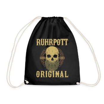 Ruhrpott Ruhrgebiet - Glück Auf Skull Geschenk - Turnbeutel - Schwarz - Vorne