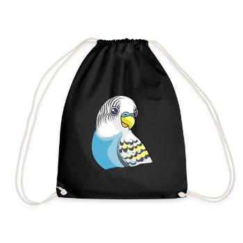 Beautiful blue budgie design - Drawstring Bag - black - Front