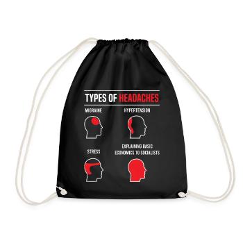 Types of headaches - basic economics funny saying - Drawstring Bag - black - Front