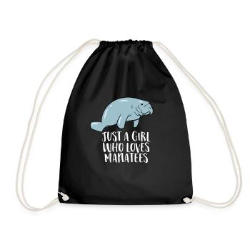 Cute Manatee Girl Gift Just a Girl Who Loves - Drawstring Bag - black - Front