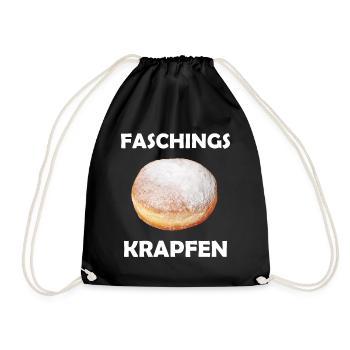 Faschingskrapfen Faschingskostüm Krapfen Fasching - Turnbeutel - Schwarz - Vorne