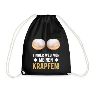 Finger weg von meinen Krapfen Faschingskrapfen - Turnbeutel - Schwarz - Vorne