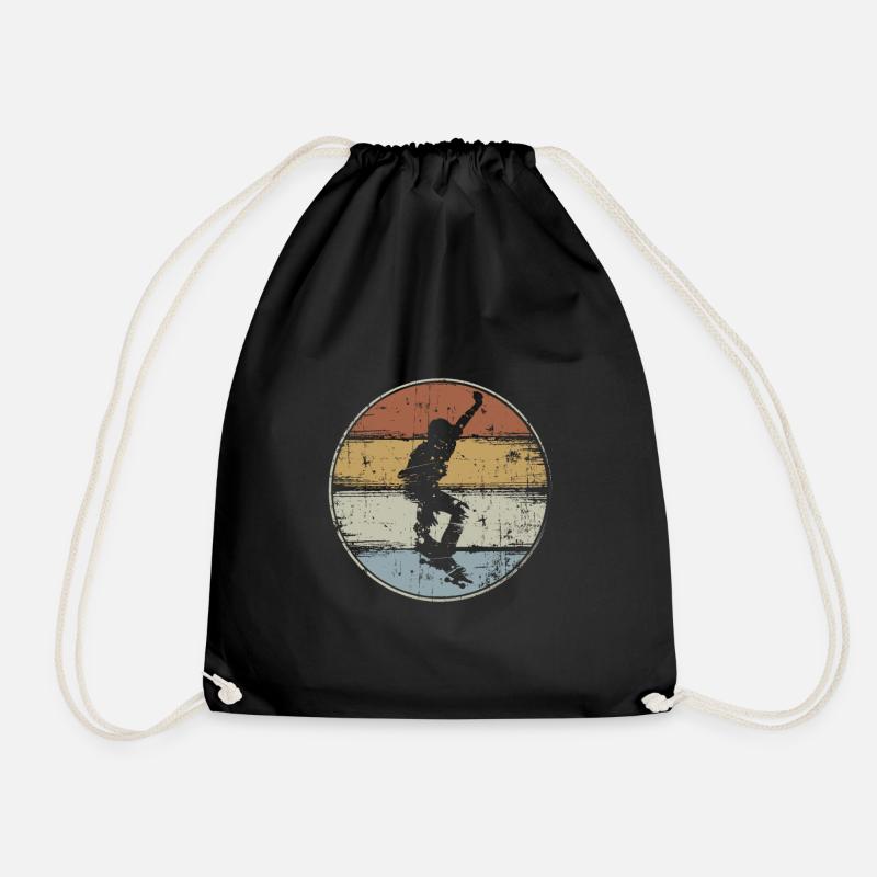 Skateboard skater vintage - Drawstring Bag - black