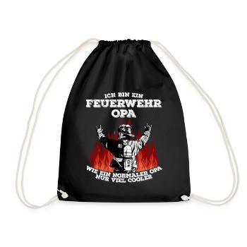 Feuerwehr Opa - Cooler Opa Feuerwehrmann - Turnbeutel - Schwarz - Vorne
