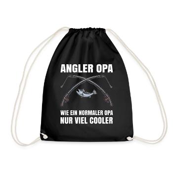 Angler Geschenk - Opa Fisch - Turnbeutel - Schwarz - Vorne