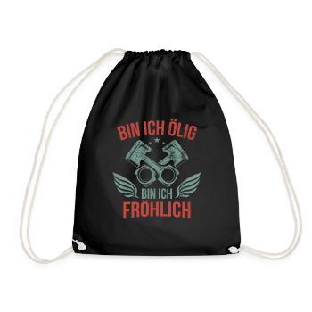 Bin ich ölig bin ich fröhlich Mechatroniker - Turnbeutel - Schwarz - Vorne