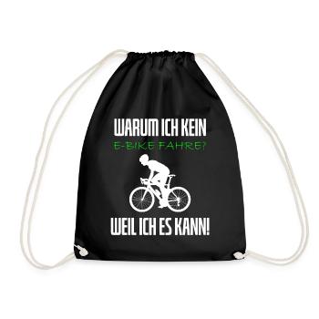 Warum ich kein E-Bike fahre - Rennradfahrer - Turnbeutel - Schwarz - Vorne