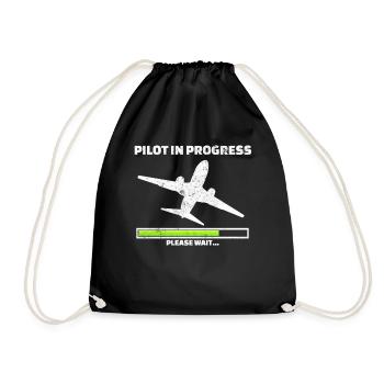 Pilot in progress please wait Flugzeug Traumberuf - Turnbeutel - Schwarz - Vorne