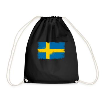 Schweden Flagge - Turnbeutel - Schwarz - Vorne