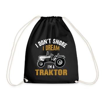 Ich schnarche nicht Traktor Trecker lustig Spruch - Turnbeutel - Schwarz - Vorne