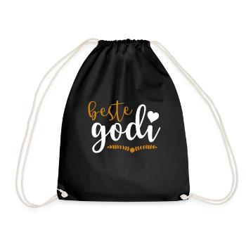 Beste Godi Firmgodi Taufgodi Geschenkidee - Turnbeutel - Schwarz - Vorne