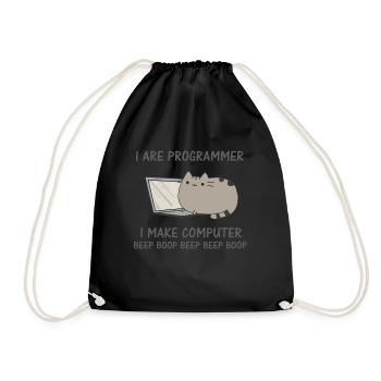 Programierer lustige Katze Computer Nerd - Turnbeutel - Schwarz - Vorne