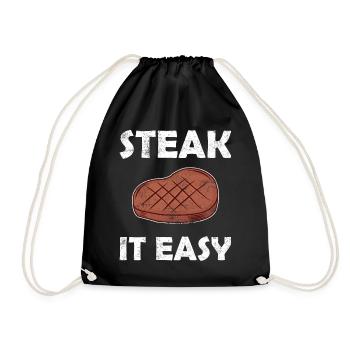 Steak it Easy - funny saying grilling - Drawstring Bag - black - Front