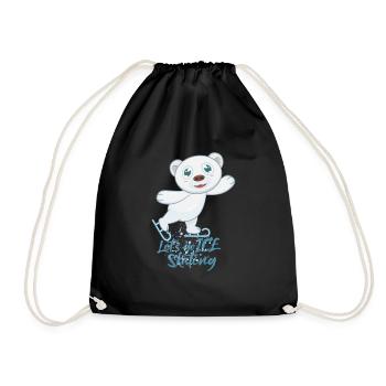 Eislaufen Schlittschuhe Eisbär - Turnbeutel - Schwarz - Vorne