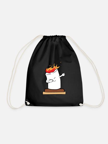 Funny Dabbing Marshmallow Halloween Marshmallows - Drawstring Bag - black