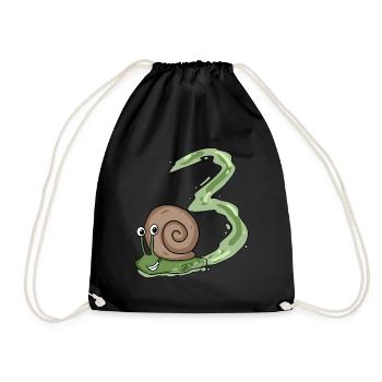 Escargot 3e anniversaire - cadeau 3 ans - Sac de sport léger - noir - Devant