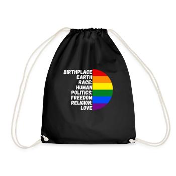 Birthplace Religion Love Freedom Life People - Drawstring Bag - black - Front