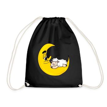 Cadeau mignon de sommeil de lune de mouton - Sac de sport léger - noir - Devant