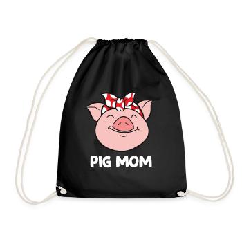 Pig Farmer Mom Love Pigs Pig Mom Funny Pigs - Drawstring Bag - black - Front