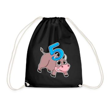 Taureau taureau d'anniversaire pour enfants de 5 ans - Sac de sport léger - noir - Devant