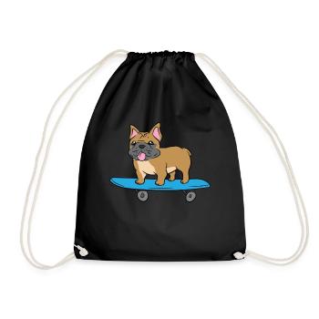 Skateboarding French Bulldog Kids Skater Bulldog - Drawstring Bag - black - Front