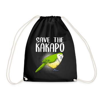 Save the Kakapo owl parrot animal welfare - Drawstring Bag - black - Front