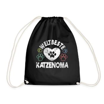 weltbeste Katzenoma Katzen Oma T-Shirt - Turnbeutel - Schwarz - Vorne