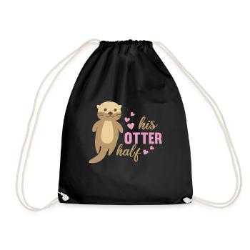 sa loutre moitié douce loutre aime le cœur romantique - Sac de sport léger - noir - Devant
