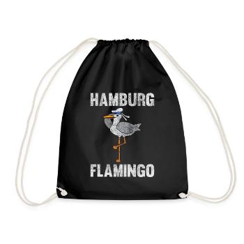 Hamburg Flamingo Möwe lustige Tiere Spruch Norden - Turnbeutel - Schwarz - Vorne