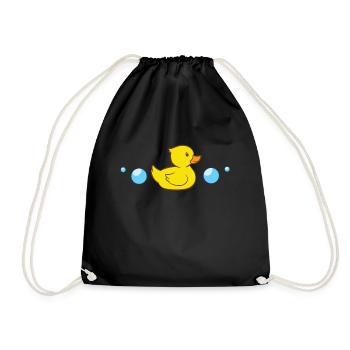 Gummiente im Wasser Badeente Gummienten - Turnbeutel - Schwarz - Vorne