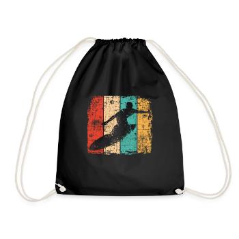 Surfer vintage Surfing - Turnbeutel - Schwarz - Vorne