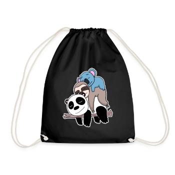 Panda sloth and koala - Drawstring Bag - black - Front