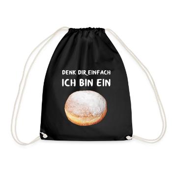 Krapfen Kostüm Faschingskrapfen Krapfen Fasching - Turnbeutel - Schwarz - Vorne