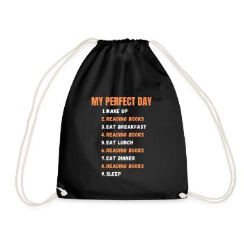Perfect day books read books book - Drawstring Bag - black - Front
