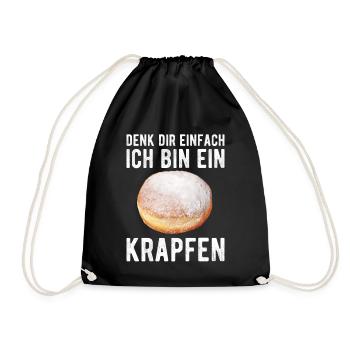 Ich Bin Ein Krapfen Faschingskrapfen Kostüm - Turnbeutel - Schwarz - Vorne