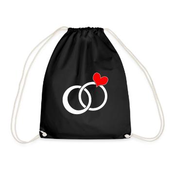 Wedding ring marriage ring engagement - Drawstring Bag - black - Front