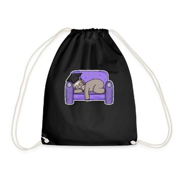 Sloth student funny - Drawstring Bag - black - Front