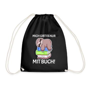 Buch Spruch Bücher lesen Leser Geschenk - Turnbeutel - Schwarz - Vorne