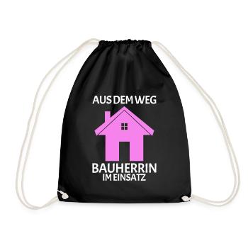 Bauherrin Baumeister Hausbau Partnerlook 2 - Turnbeutel - Schwarz - Vorne