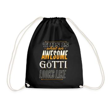 Götti Fragen Firmgötti Taufgötti Götti Geschenk - Turnbeutel - Schwarz - Vorne