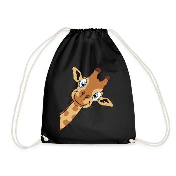 Giraffe niedliches Geschenk Giraffenkopf Tier Zoo - Turnbeutel - Schwarz - Vorne
