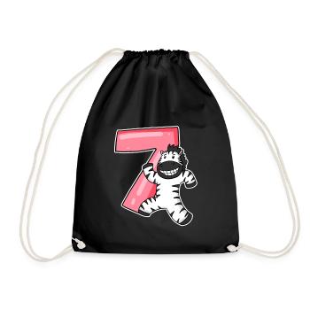 Zebra 7 years old children's birthday - Drawstring Bag - black - Front