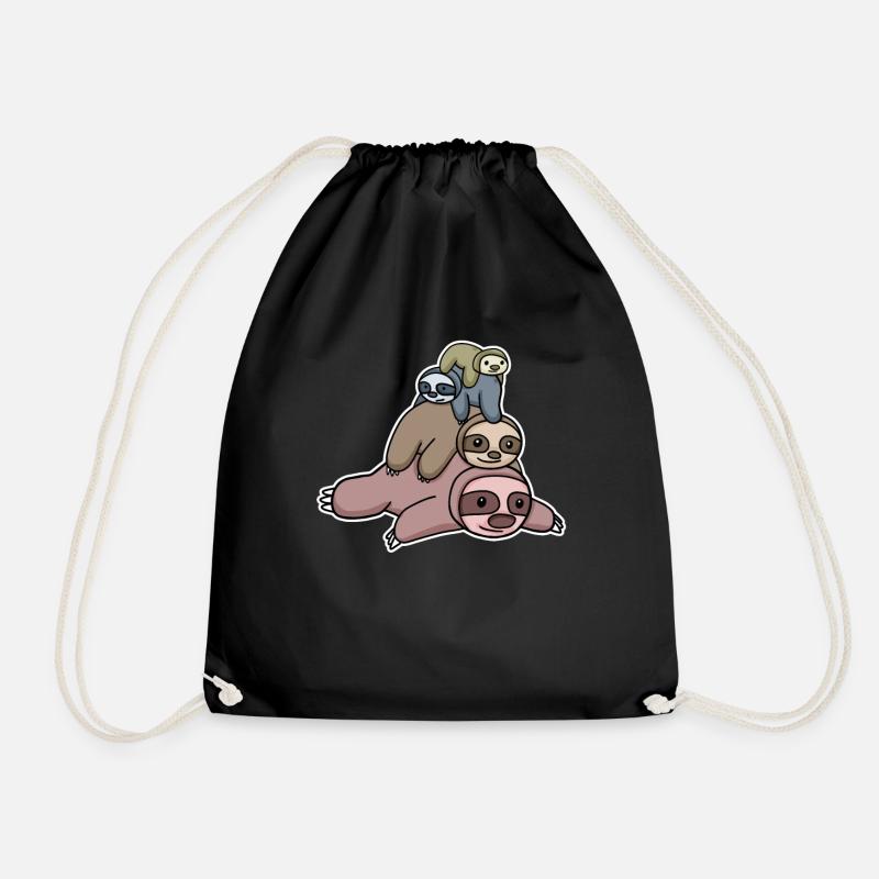 Sloths - Drawstring Bag - black