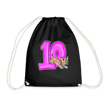 !0 years lynx wildcat Iberian lynx - Drawstring Bag - black - Front