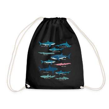 Shark species marine biology - Drawstring Bag - black - Front