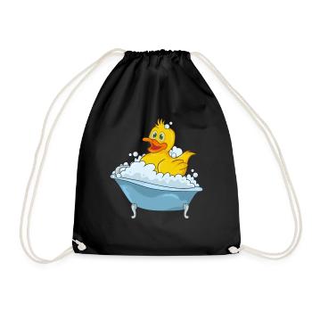 Bathing duck in a bathtub - Drawstring Bag - black - Front