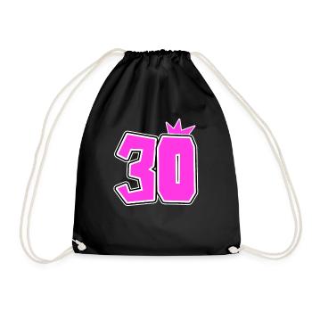 30 Crown - 30 Birthday - Drawstring Bag - black - Front