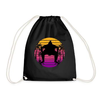 Sumo lutteur Retro Sunset cadeau - Sac de sport léger - noir - Devant