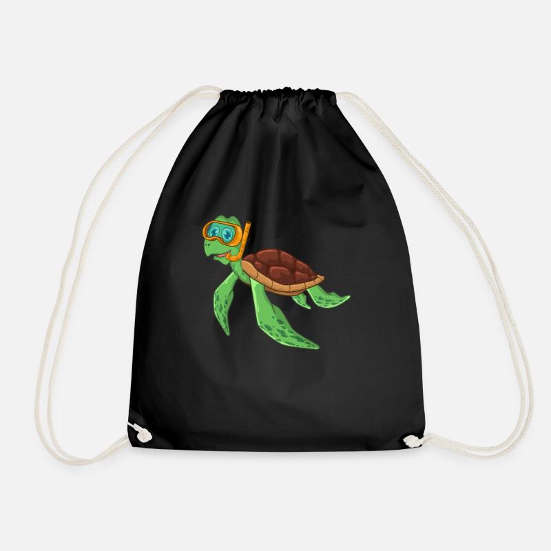 Schildkröte Tauchen Taucher - Turnbeutel - Schwarz