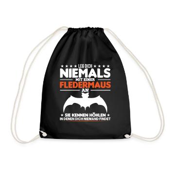 Fledermaus Spruch Tierliebhaber Fledermäuse - Turnbeutel - Schwarz - Vorne